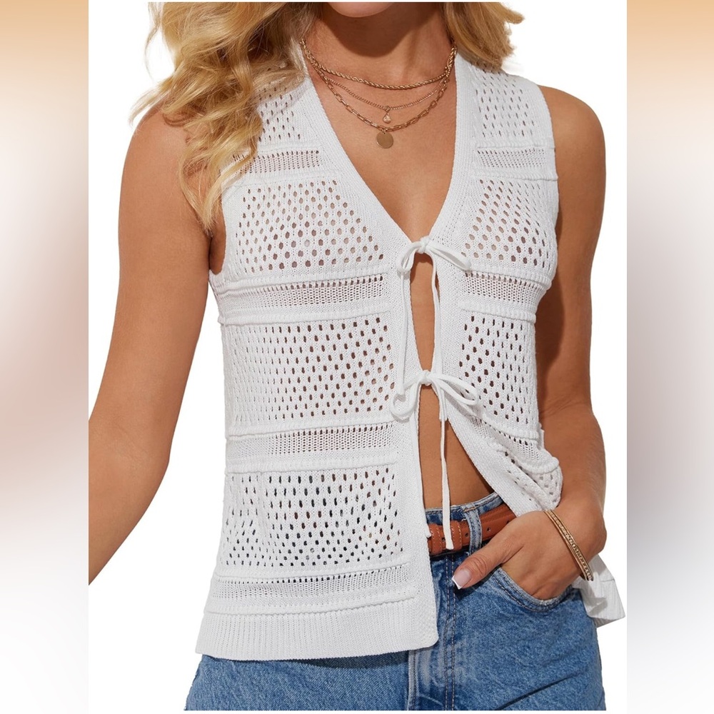 Grace Karin White Crochet Top